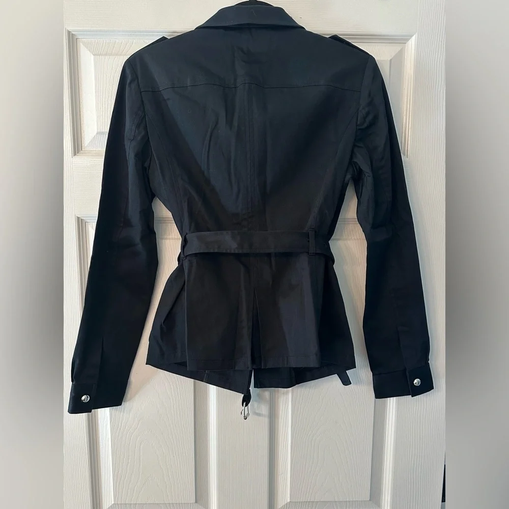 MICHAEL KORS 8 M Black Brushed Cotton Belted Blazer Jacket R $195
